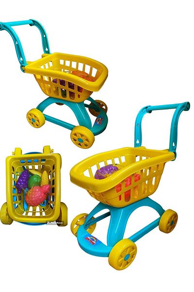 Merva Grocery Cart Fruity Mesh Toy Grocery Cart with Wheels