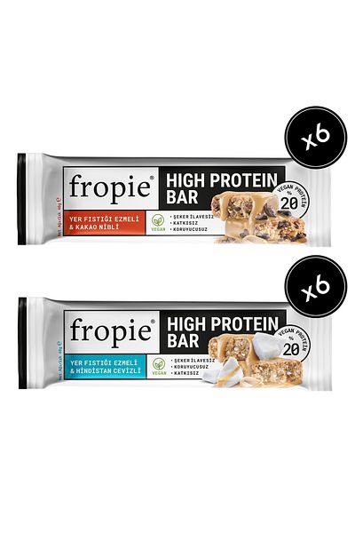 FROPİE Fropie Vegan High Protein Bar Set of 12 - Peanut Butter & Cocoa Nibs & Coconut