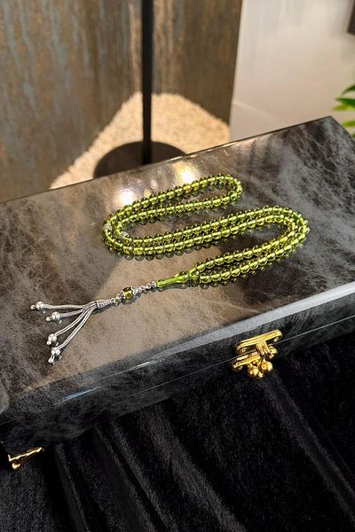dergah tesbih Special Design 99 Drop Amber Prayer Rosary Silver Tassel (Amber)