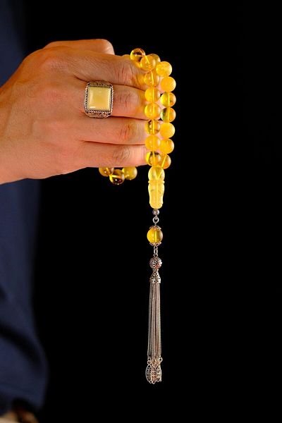 dergah tesbih مسبحة شرابة فضية من العنبر الروسي بتصميم النخبة (العنبر)، (مسبحة قطرة العنبر)