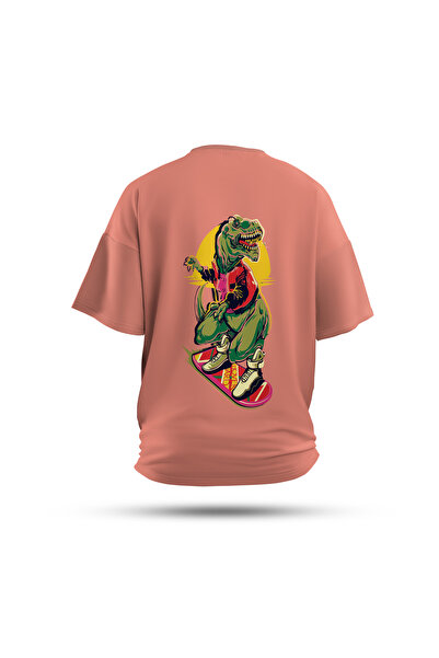 Zestia Tricou unisex, imprimeu cu animale și dinozauri pe spate, croială norm...