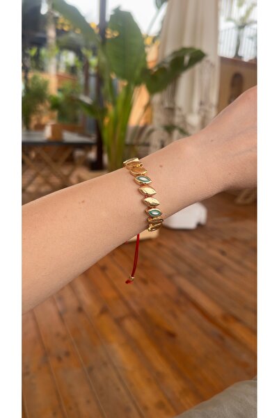 mibrillo Marka Muadili Gold Sıralı Mine Detaylı Kırmızı İp Bileklik