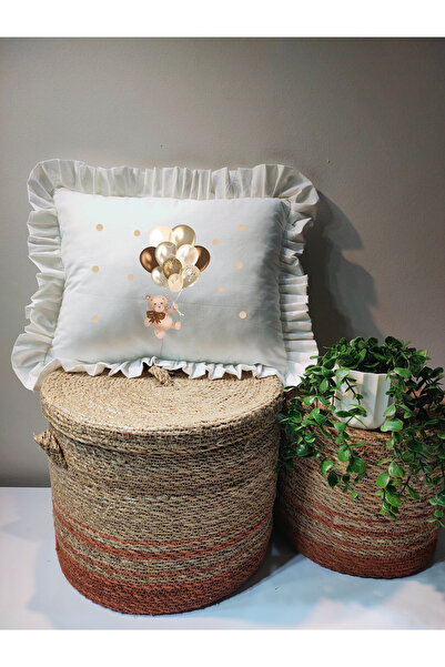 Moda Lime İsme Özel Baskılı Fırfırlı Bebek Dolgulu Yastık hediyelik (Takı Yas...