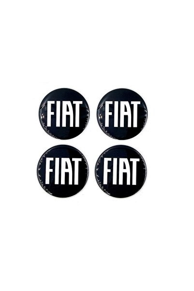 BsElektronik Fiat Tasarım Damla Sticker Siyah Fiat Jant Göbeği 5.5cm Uyumlu