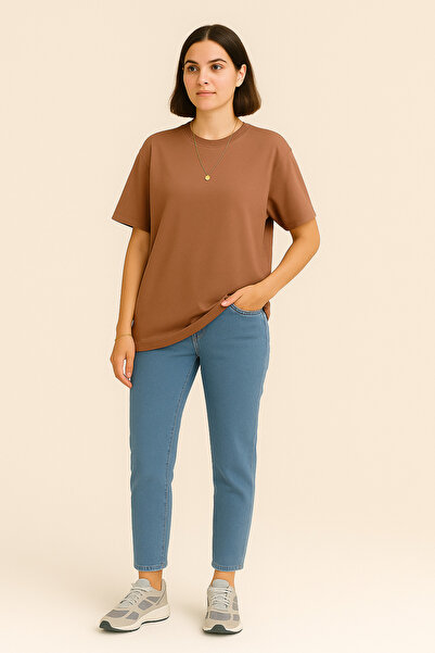 EydaMoon Γυναικείο Basic Oversize MODAL FABRIC T-Shirt Μεταξένιο μαλακό ζωηρό χρώμα Φαρδιά εφαρμογή