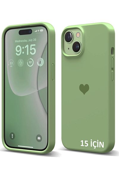 GAGA ELEKTRONİK Heart Logo Velvet Inside Silicone Case for iPhone 15