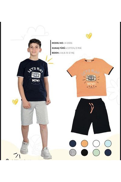 Bubble 4-12 Years Old Boy's Cotton 2-Ply Top T-Shirt Printed Bottom Shorts Set of Two