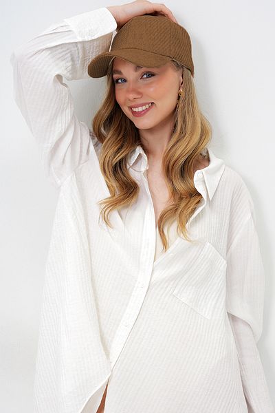 Trend Alaçatı Stili Women's Brown Straw Brim Hat Alc-X14160