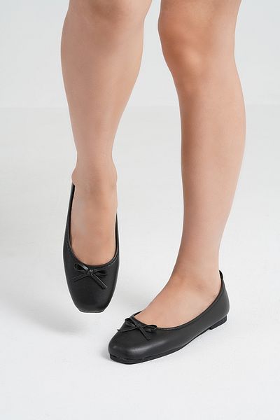 Beyond Women's Black Daily Bow Low Heeled Comfortable Ballerinas Byndfmrc01