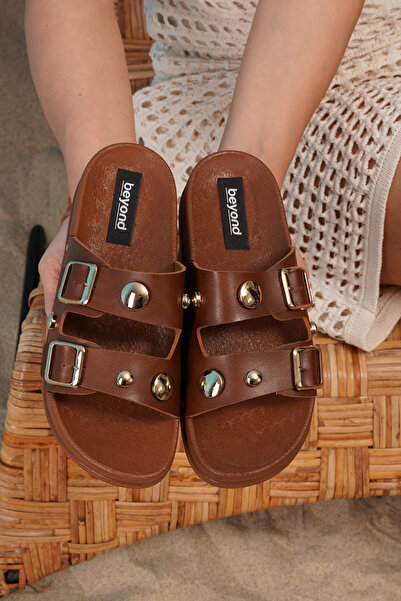 Beyond Γυναικείες Παντόφλες Tan Vitali 3cm BYNDVTL01