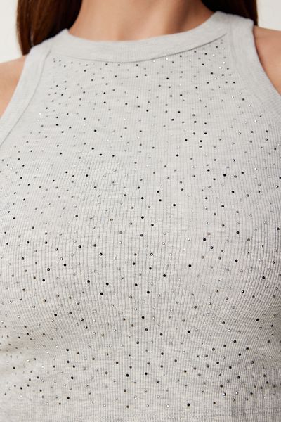 Happiness İstanbul Women's Gray Stone Detailed Halter Neck Knitted Undershirt Us00969