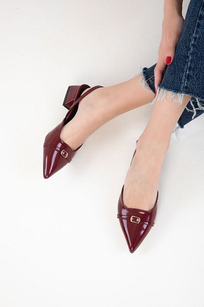 SOHO Claret Red Patent Leather Women's Classic Heeled Shoes 20595