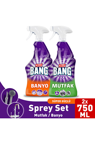 Cillit Bang Banyo Ve Mutfak Temizleyici Yağ Çözücü Ve Kireç Sökücü Sprey Set (2X750 ML)