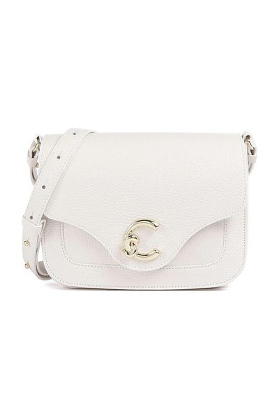 Coccinelle Solid Color Crossbody Bag with Logo Detail Magnetic Closure for Women