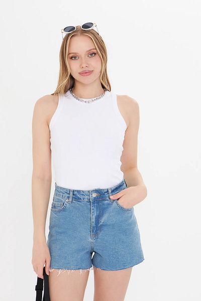 THIFF GYMWEAR White Women's Premium Texture Ribbed Cotton Undershirt.