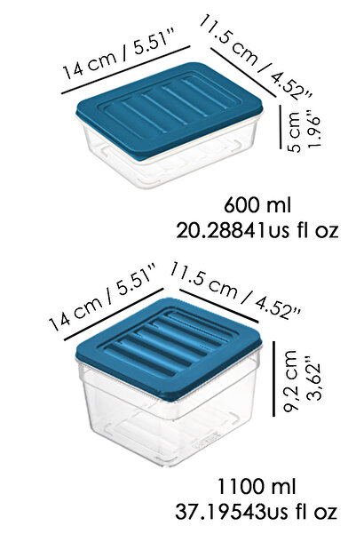 Meleni Home 8'li Mikrodalga Uyumlu Organizer Set Düzenleyici Gıda Erzak Saklama Kabı Derin ve Sığ S Mavi
