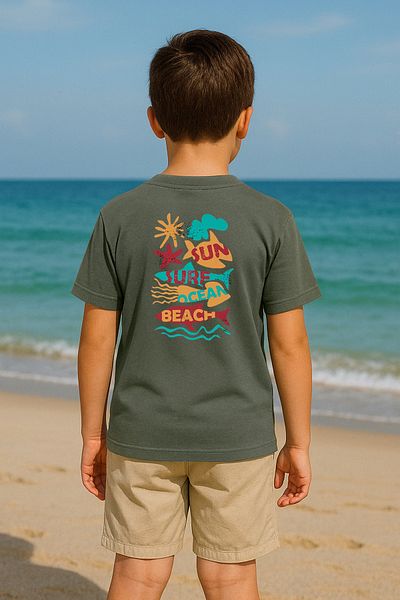 TRENDYOLKIDS Χακί εμπριμέ πλεκτό μπλουζάκι TKDSS25TS00038