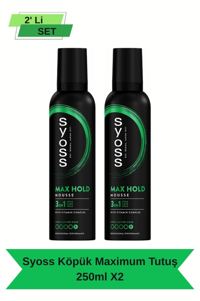 Syoss Köpük Maximum Tutuş 250 ml - 2 Adet - Güçlü Tutuş için