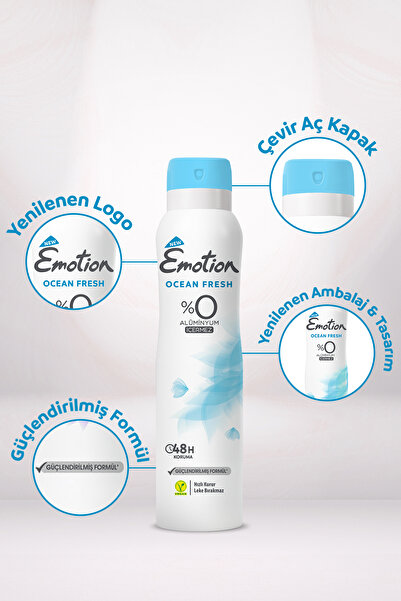 Emotion Ocean Fresh Kadın Vegan Deodorant 5x150 Ml Hızlı Kurur, Leke Bırakmaz