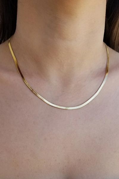 Mathilda Aksesuar Gold Color 4 Mm. Italian Necklace 45 Cm. Chain Vip Tarnish Fadeless Steel Necklace