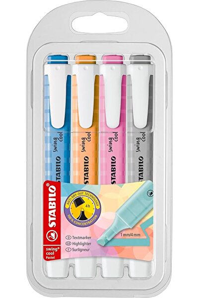 Stabilo - İşaretleme Kalemi - swing cool Pastel - 4'lü Paket - Çeşitli Renkler