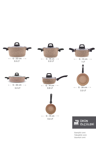Karaca Biogranit Vincent 12 Parça Tencere Seti Kahverengi