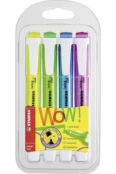 Stabilo - Marker Pen - Swing Cool - Pack of 4 - Various Colors