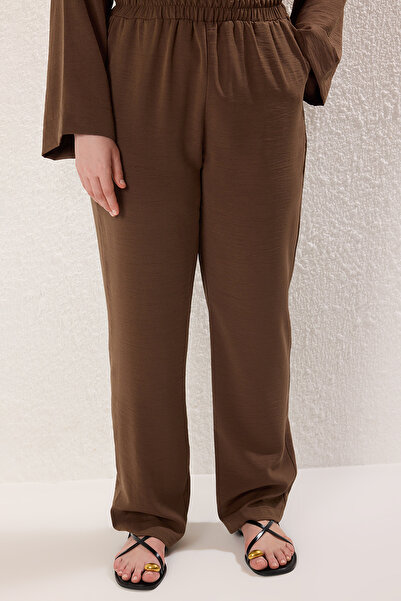 Trendyol Modest Large Size Smoked Akas Detailed Woven Bottom Top Suit Tctss25Us00048