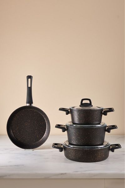 Karaca Biogranit Blackgold - طقم أواني طهي مكون من 7 قطع