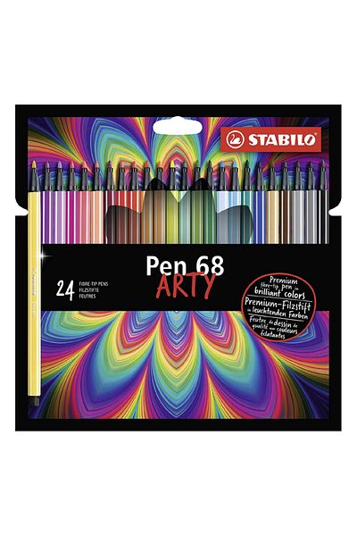 Stabilo Pen 68 Arty - Felt Tip Crayons - Pack of 24 - Various Colors