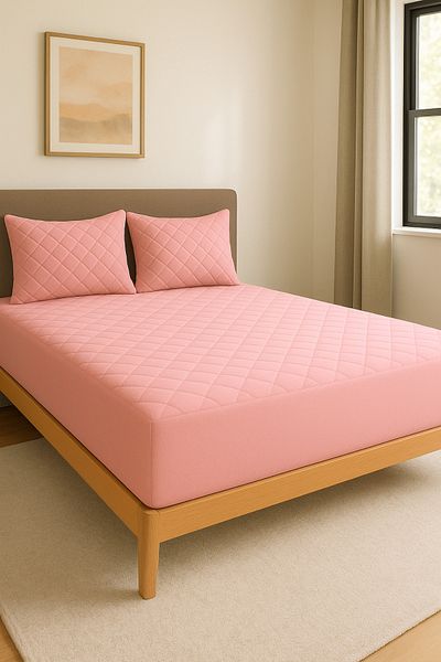 Formeya Protector de saltea matlasat, 100% bumbac, pudra, pentru copii, o singură dimensiune, dublă, saltea pentru pat king-size