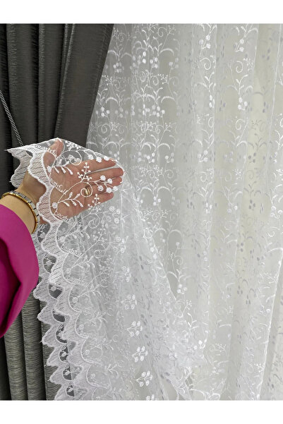 beatiful ТЮЛЬОВА ШТОРКА З ВИШИВКОЮ 1/3 ЩІЛЬНА ПІЛЕ БІЛА КОЛІР