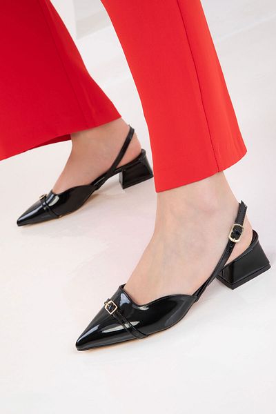 SOHO Black Patent Leather Women's Classic Heeled Shoes 20595