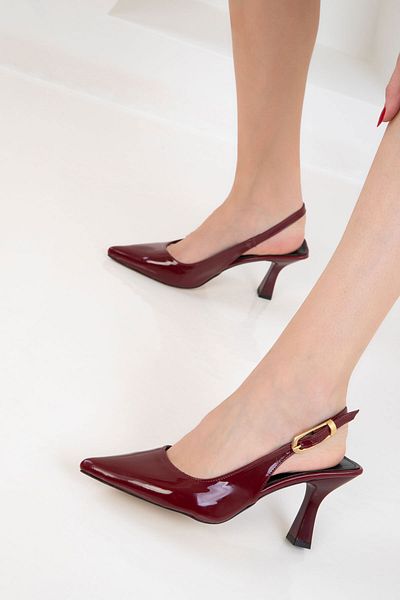 SOHO Pantofi clasici cu toc de damă din piele lacuită roșie Claret 20596