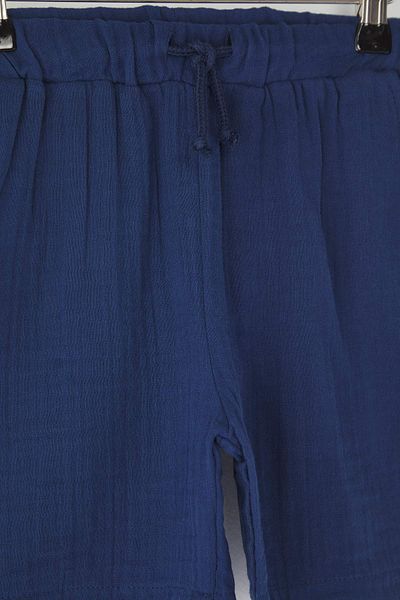 TRENDYOLKIDS Navy Blue Boy's 100% Cotton Basic Elastic Waist Muslin Woven Shorts & Bermuda Tkdss25Sr00032
