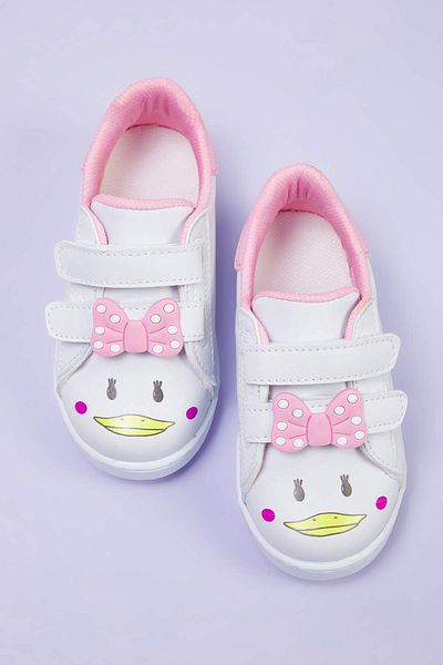 TRENDYOL SHOES Weiße Schleife Detail Doppel Klettverschluss große/kleine Mädchen Kinder Kinder Turnschuhe TAKSS25SN00064