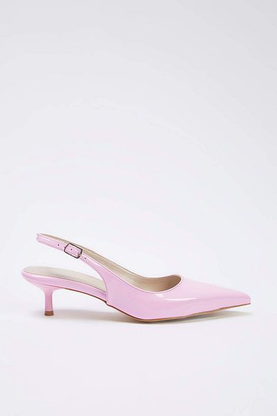 TRENDYOL SHOES Rosa Lackleder spitze Zehen Kitten Heels Damen klassische Schuhe mit Absatz TAKSS25TO00005