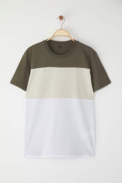 Trendyol Collection Khaki Regular/Normal Cut Color Blocked 100% Cotton T-Shirt Tmnss24Ts00076