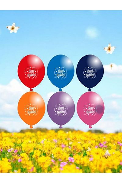 Brassis Happy Birthday Written Surprise Gift Balloon Mixed 10 Pieces