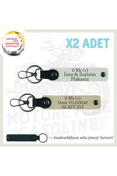 Miaju To Adventurous Men, X2 Gift Keychain with Name Plate and 0 Rh (+) Blood Type Written, White-S Brown-Navy