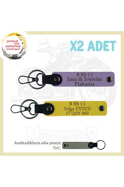 miawiki Name Plate and B Rh (-) Blood Group Written Leather X2' Keychain, Purple-Yellow-Gr, Special for Speed Enthusiasts