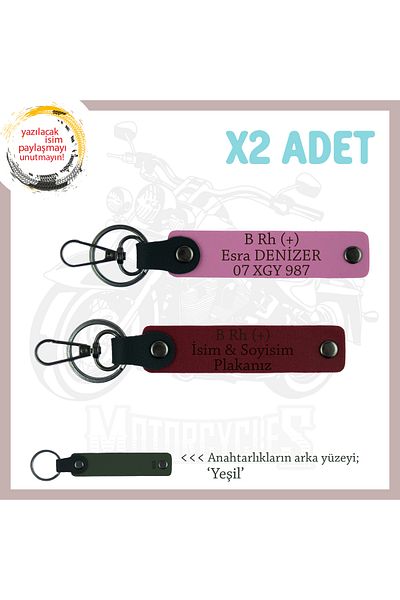 miawiki Meaningful Gift Leather X2 Keychain, Pink-Burgundy-Ysl, Name Plate B Rh (+) Blood Group Written to Love