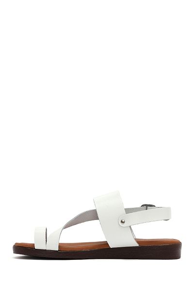 Derimod Women's White Flip Flops Leather Bodrum Sandals 25Sfd331218
