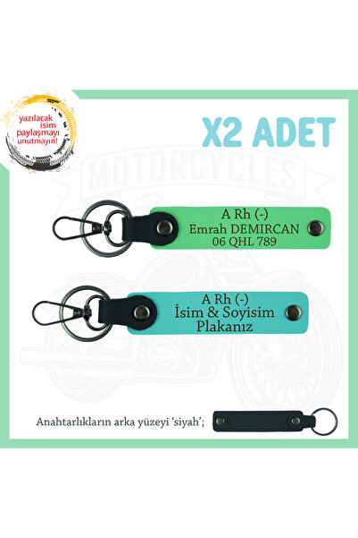 Miaju Exclusive for Biker Style, Leather X2 Keychain with Name Plate and a Rh...