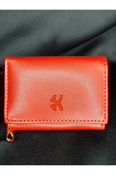makadi Red Women's Wallet - Zippered and Buttoned Card Holder Model