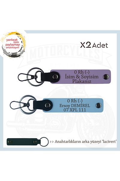 miawiki Name Plate and 0 Rh (-) Blood Group Written X2 Keychain Set, Purple-Blue-Navy, Special Surprise for Speed Lovers
