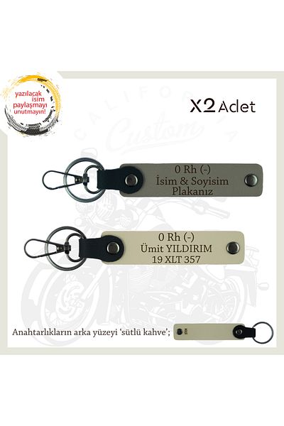miawiki Name Plate & 0 Rh (-) Blood Group Written X2 Keychain Set, Ash Grey-S Coffee-Sk, Special for Motor Lovers
