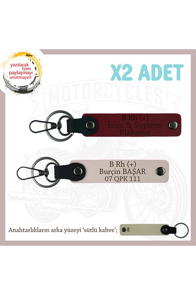 miawiki Motorcycle Keychain with Name Plate and B Rh (+) Blood Group Written, Powder-Burgundy-Sk, Special for Biker Style