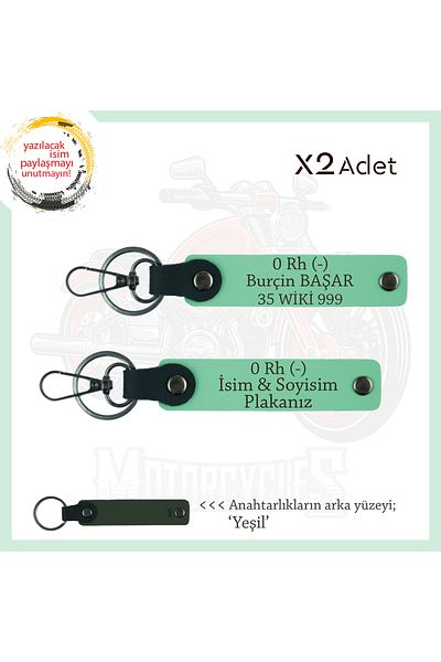 miawiki Name Plate and 0 Rh (-) Blood Group Meaningful Gift X2 Keychain, Green-Ysl, Special for Legendary Motorists
