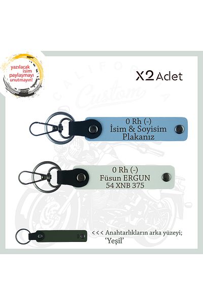 miawiki Custom X2 Set Keychain, Blue-White-Ysl, Name Plate for the Adventurers of the Roads and 0 Rh (-) Blood Group